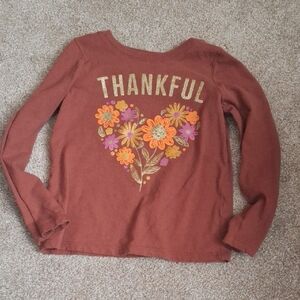 The Children's Place Brown Floral 'Thankful' Long Sleeve Tee